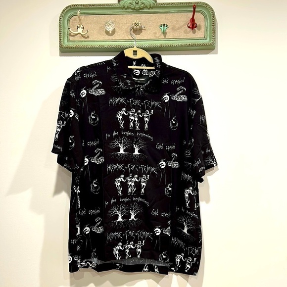 Homme + Femme GENESIS BUTTON DOWN BLACK AND WHITE Large men nwt new shirt top - Picture 3 of 9